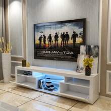 JOYSOURCE LED Floating TV Stand High Glossy For 55 Inch TV Modern Wood Entertainment Center Wall Mounted TV Stand Floating TV Shelf Media TV Console For Living Room Bedroom, Two Way To Use