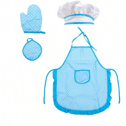 4 Pieces, Kids Apron And Baking Set - Includes Cooking Tools And Play House Toys For Children's Kitchen Play