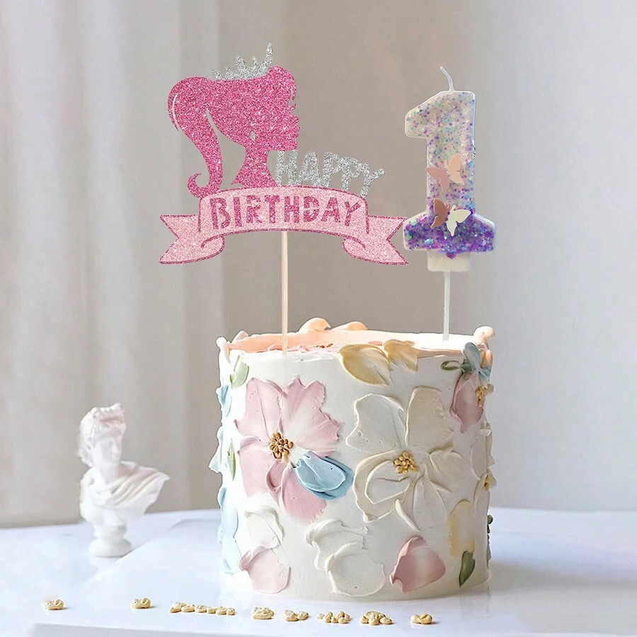 2入組公主皇冠生日蛋糕裝飾，生日數字蠟燭，生日派對蛋糕裝飾用品 - 彩色 - 查看 1