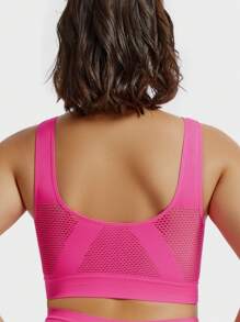 1pc Plus Size Women Breathable Mesh Hollow Wireless Bra, Comfortable Underwear