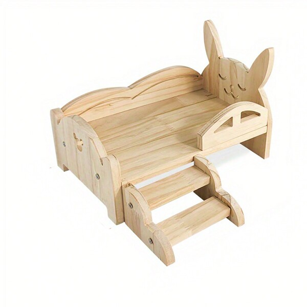 سرير خشبي للأرانب الأليفة، مرتفع عن الأرض، متين، مقاوم للأتربة، مناسب للأرانب الصغيرة والمتوسطة الحجم