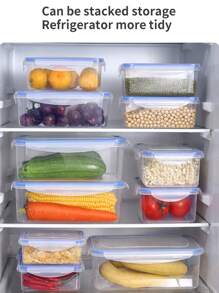 1pc Transparent Rectangular Fresh-Keeping Box For Refrigerator, Kitchen Cabinet, Grain Storage
