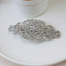 复古水钻镂空花朵新娘发饰金属发夹发夹适合盘发发型 - 彩色 - 查看 5