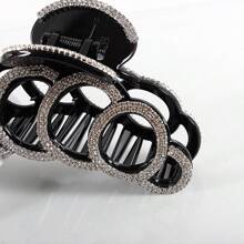 1只大號空心3D髮卡夾，帶有全鑲鑽裝飾的髮夾髮飾