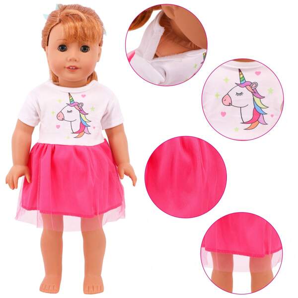 New 18-Inch Doll Accessories Unicorn Costume Summer Sheer Dress For Girls' Children Toy Costume Gift