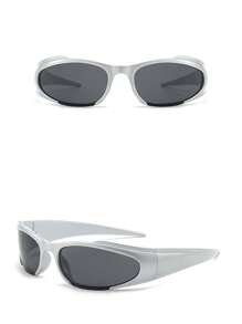 1pc Punk Style Solid Color Wrap Around Fashion Glasses - Cycling Glasses, Retro Cat Eye Fashion Glasses For Outdoor Sports, Suitable For Men & Women