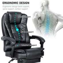 OYAJIA Gaming Chair For Adult,Ergonomically Designed Massage Office Chair,Adjustable Height,Swivel Chair With Footrest,Suitable For Office And Home-Black - Black - View 8