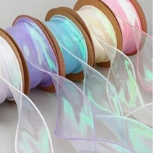 10 Yards 4cm Fishtail Yarn Ribbon Cake Bow Headpiece Gift Baking Embellished Ribbon Flower Packaging Floral Yarn Ribbon Mermaid Water Wave Ruffles Symphony Fish Tail Yarn Hair Accessories Bowknot Jellyfish Lamp Toy Cake Packaging Ribbon Diy Laser Lace Decoration Fantasy Fish Tail Yarn Ribbon Factory Bagged Flowers Art Buds Silk Ribbon Cake Baking - Baby Blue - View 3