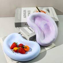 豌豆月光石珠宝收纳托盘不对称形杯垫硅胶模具，可爱动物食品托盘或宠物碗拍摄道具硅胶模具 - 白色 - 查看 4