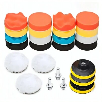 Set De 25 Borlas Esponja 3 Pulgadas Para Taladro Kit Multicolor Limpiar Pulir Dar Brillo Sellar Y Esmaltar Con Precisión Diferentes Superficies Como Automóviles Camiones Vidrio Piedra Y Cerámica