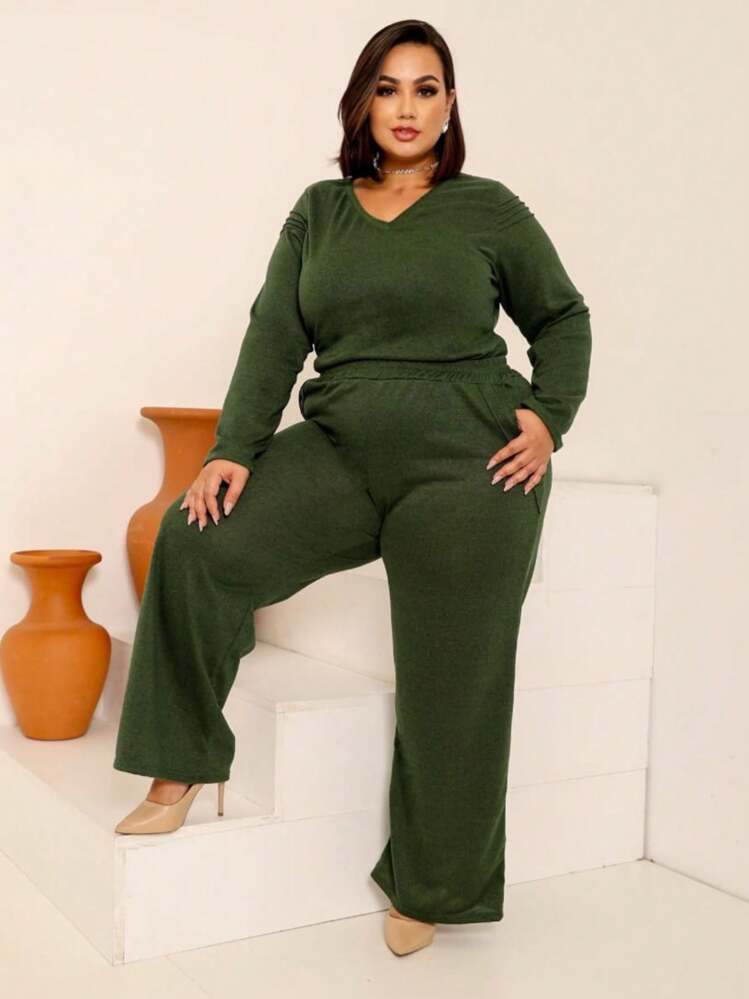 Plus Size Co-Ords - 軍綠色 - 查看 2