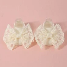 Băng đô nơ trơn màu cho bé 1 chiếc + Tất chống trượt cho trẻ sơ sinh Tất đi thuyền tập đi 1 đôi Tình yêu Valentine - Màu be - Xem 4