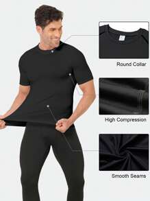 TELALEO 3pcs Men's Compression Active Mid Stretch Moisture Wicking Workout T-Shirt For Outdoor Sports