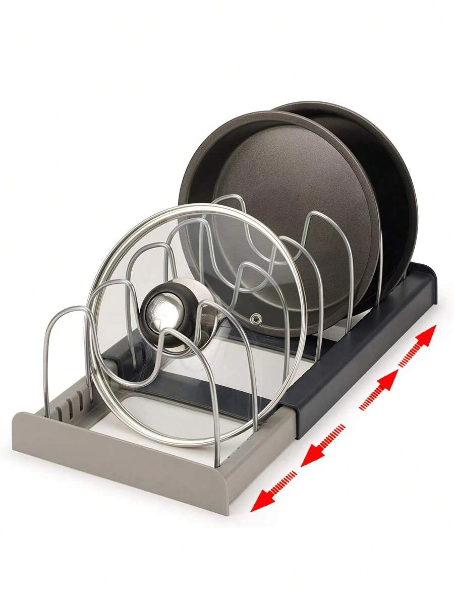 Kitchen Utensils Drawer Organizer Rack, Adjustable Pot Lid Holder, Expandable Bakeware Rack - Multicolor - View 1
