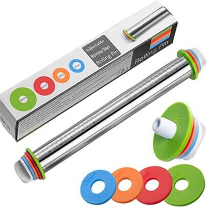 مجموعة متعددة الاستخدامات ودائمة من مدقاة العجين مع سماكة قابلة للتعديل وسجادة سيليكون غير لاصقة للخبز الدقيق - مثالية للبيتزا والمعكرونة والفطائر والكعك، بألوان مختلطة