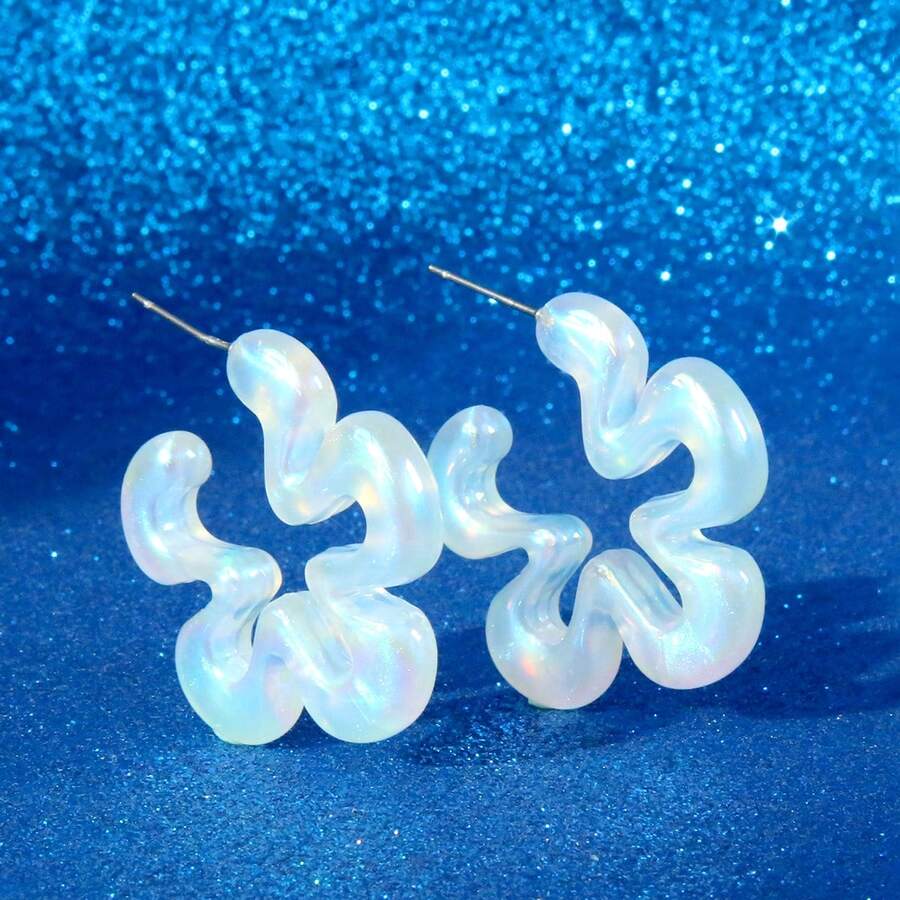 1 par de pendientes de aro exagerados, elegantes y etéreos de moda de alta gama con estilo retro francés y minimalista de la aurora para mujeres - Multicolor - Ver 1