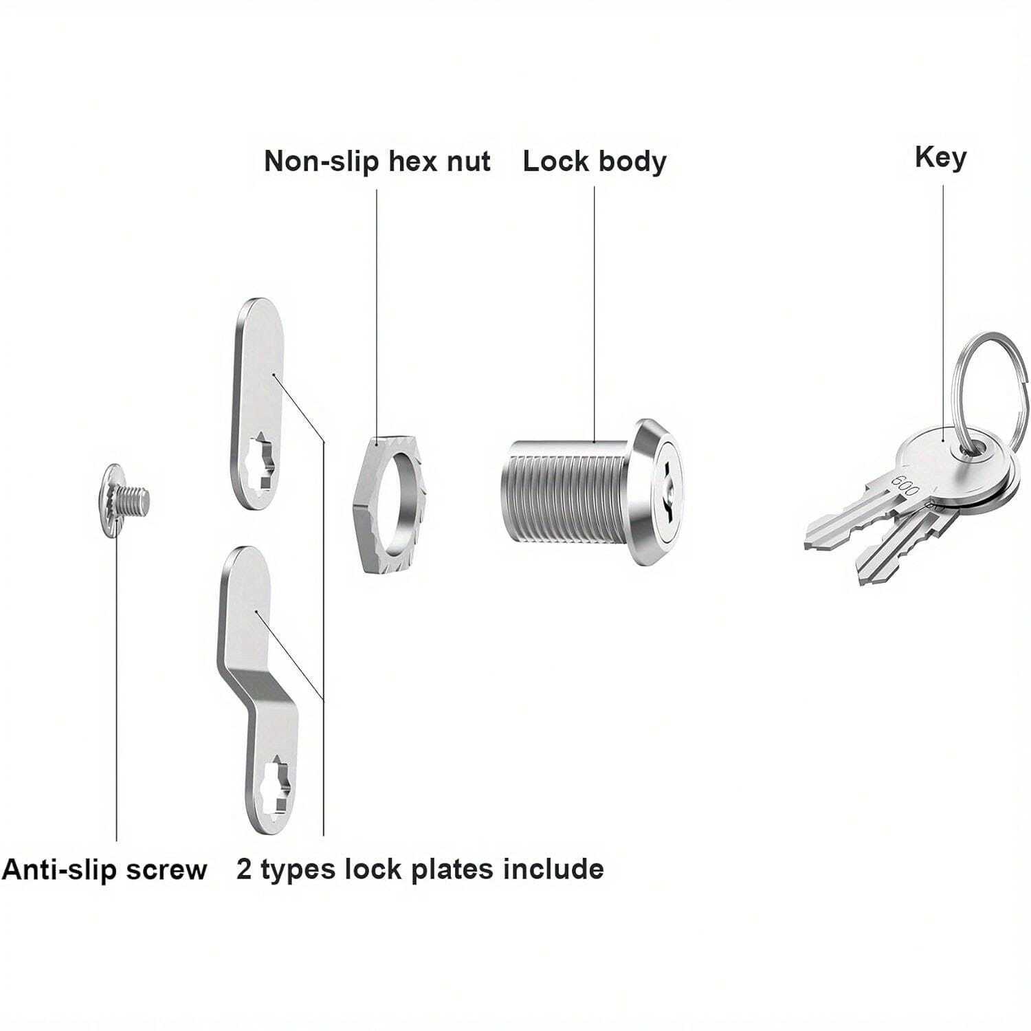 XINMEIWEN Schrank Schlösser 5er Set - Gleichschließende Nockenschlösser 20mm Für Möbel