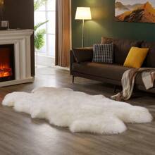 LIVINGANDHOME Living And Home 180*110cm (Luxury Plush) Irregular Shaggy Area Rug (Ultra-Soft Cloud-Like Texture) | Quick-Drying & Machine Washable | Modern Home Decor - White - View 2