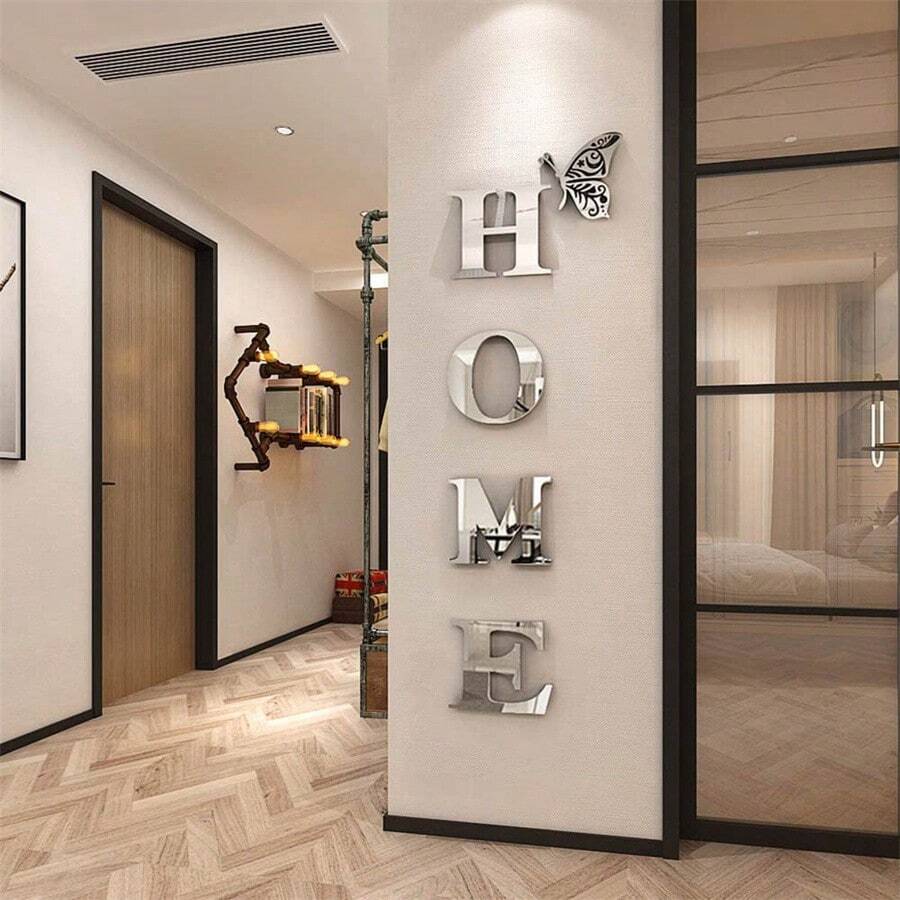 1 bộ miếng dán tường gương 3D Acrylic Home Motto trang trí lối vào, hành lang [Màu sắc có thể ngẫu nhiên] - Nhiều màu - Xem 1