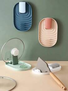 1pc, Foldable Kitchen Organizer: Spatula/Spoon Rest, Pot Lid Holder, And Tableware Storage Rack - Save Space And Keep Your Kitchen Tidy