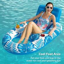 1pc Inflatable Leaf Floating Chair, Portable Multi-Functional Swimming Pool Lounge, Inflatable Water Hammock Pool Float