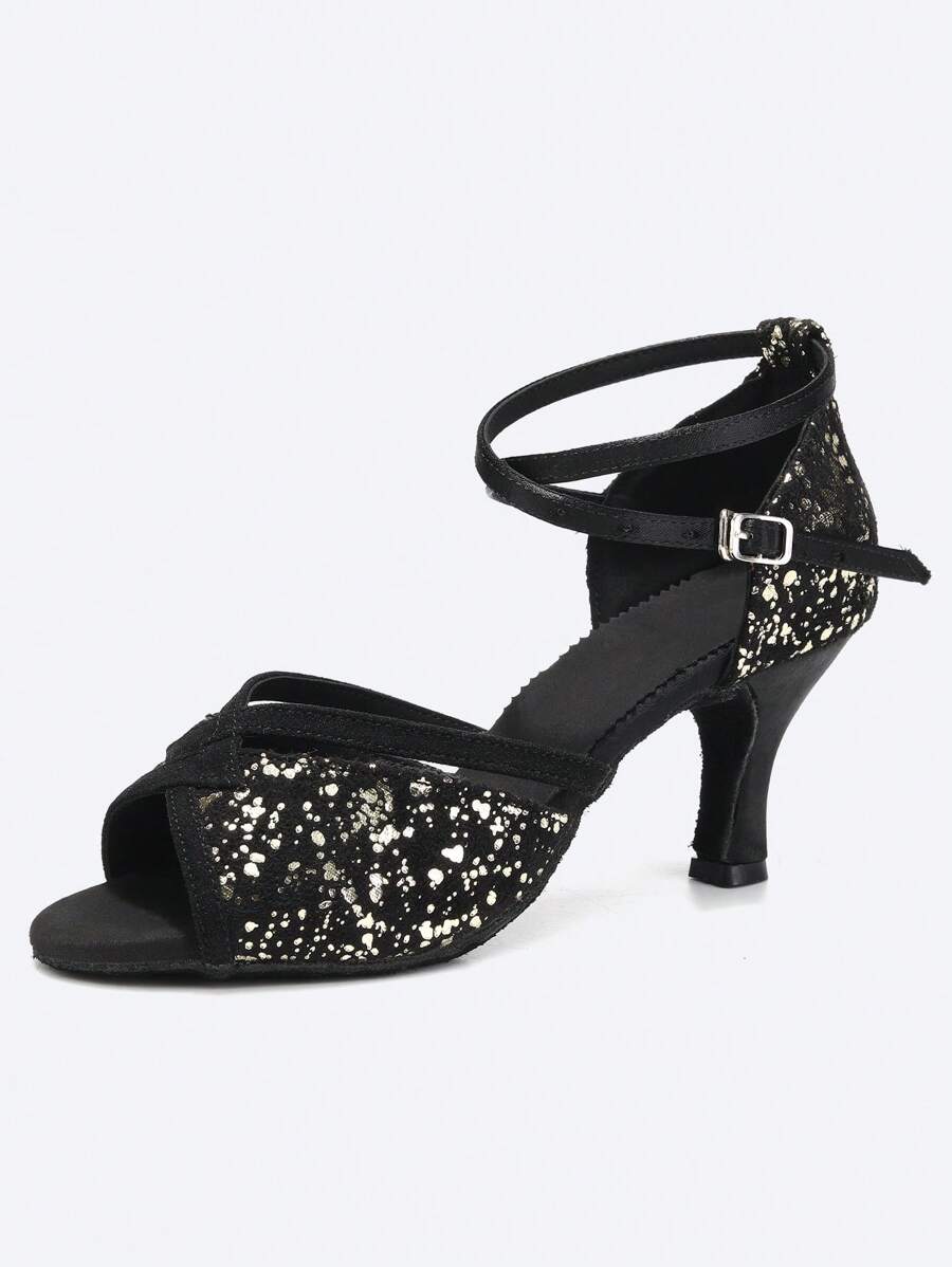 Scarpa da ballo donna latino raso tan strass plateau suola bufalo tacco 85