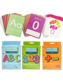 Set Of 36 Flashcards + 1 Erasable Pen For Children's Digit Recognition, Math Learning, Montessori Alphabet Teaching Cards, Erasable Flash Cards - Multicolor - View 11