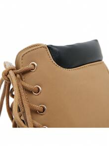 Gdgydh Fashion Spring Autumn High Heels Ankle Boots For Women Lace Up Thick Heel Platform Boots Yellow Women's Chunky Heeled Short Boots - Yellow - View 11