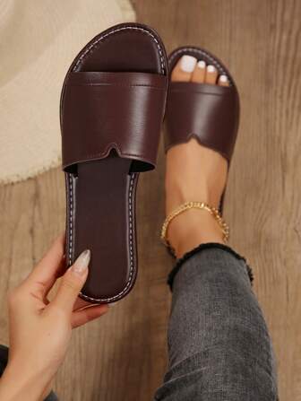 Zapatillas planas casuales de primavera/verano para mujeres, estilo retro con puntera redonda y abierta, adecuadas para usar en la playa y en vacaciones al aire libre