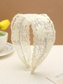1件装女士透明蕾丝花卉刺绣发箍，优雅时尚的波西米亚风发带，适合日常生活、约会、聚会等场合，情人节亦可佩戴。发箍、发圈、头饰、发饰 - 彩色 - 查看 3