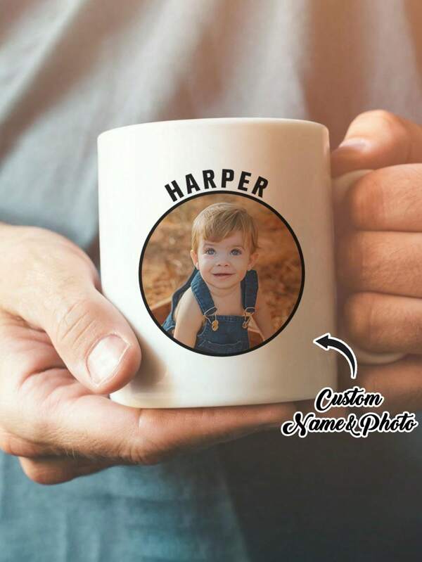 1pc Custom Photo Mug, Personalized Name Coffee Mug, Personalized Photo Anniversary Mug, Housewarming Gifts, Valentine's Gift, Anniversary Gift, Graduation Gift, Mother's Day Gift, Father's Day Gift Contracted Custom, Personalized, Boyfriend, Girlfriend, Dad, Mom, Pets For Anniversaries, For Valentine's Day, For Graduation, For Weddings, For Housewarming Kitchen, Dining Room, Living Room, Bedroom, Office, Tea Room, Home, Home Refresh