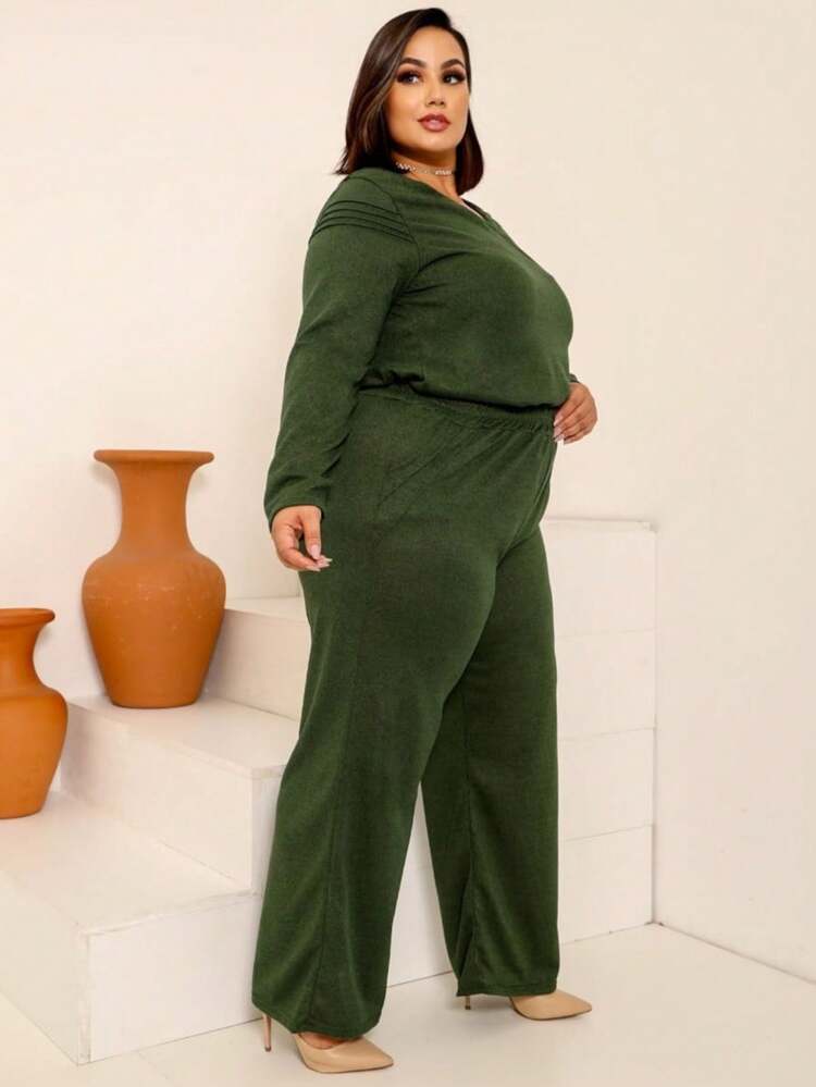 Plus Size Co-Ords - 軍綠色 - 查看 5