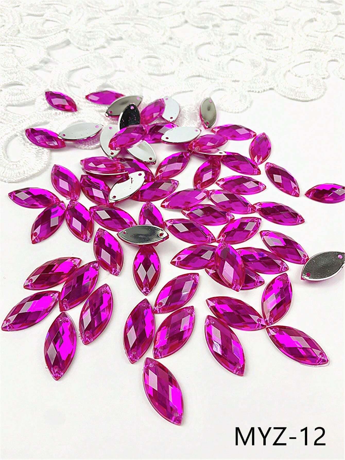 50pcs 7*15 AB Color Acrylic Double Hole Square & Waterdrop & Round