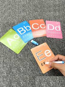 Set Of 36 Flashcards + 1 Erasable Pen For Children's Digit Recognition, Math Learning, Montessori Alphabet Teaching Cards, Erasable Flash Cards - Multicolor - View 7