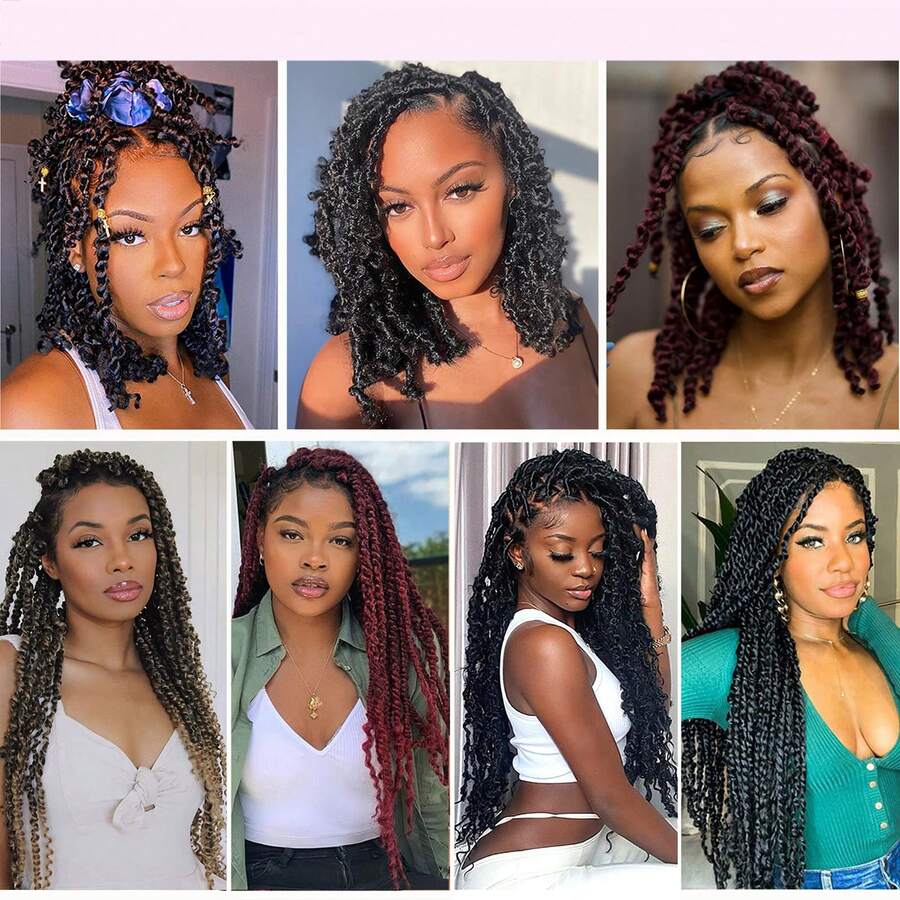 12/18/24 Inch Pre-Twisted Passion Twist Hair Pre-Looped Bohemian Crochet Braids Synthetic Hair Extensions For Women (T27#) - Piano Color - View 1