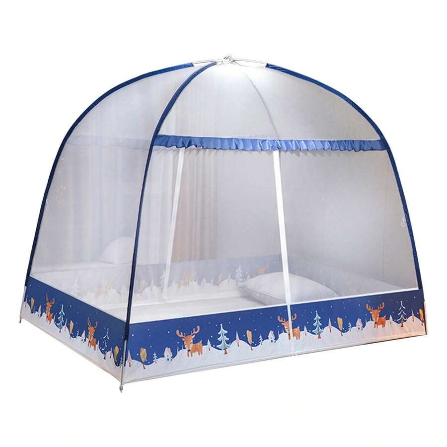Double Door Full Coverage Mosquito Net Bed Adult Tent Mosquito Net - Blue - View 1