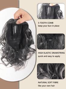 Synthetic Hair Bun Hairpiece Fully Short Ponytail Chignon With Comb Clip Bun Updo Drawstring Bun Synthetic Highlight Hair Pieces Extension For Women - Piano Color - View 4
