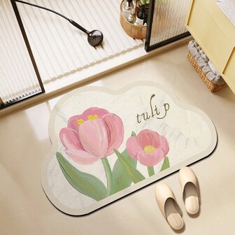 بطانية حمام ذات نمط زهري قطعة واحدة، بطانية أرضية ذات نمط زهور الزنبق، بساط مدخل المرحاض ، بساط ماص من الأرض النشائية ، بساط مرحاض مانع للانزلاق