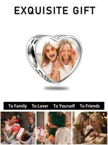 1件定制照片手链吊坠，送给妈妈、爸爸的礼物，母亲节、父亲节照片项链吊坠，照片脚链吊坠，心形儿童脚印妈妈手印照片珠，镶嵌立方氧化锆，送给妈妈、女儿、女友、妻子、闺蜜的礼物，情人节、新年礼物，魅力之选 - 銀色 - 查看 8