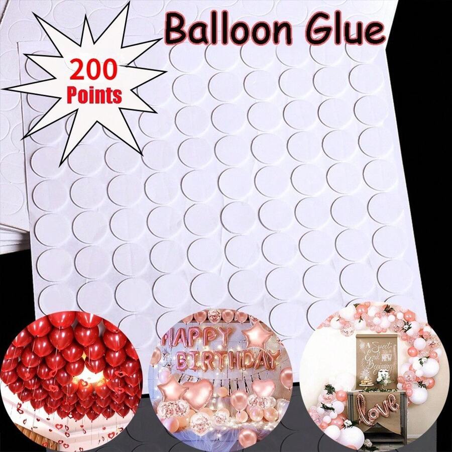 200 Pegatinas de globos para decoración de fiestas y bodas DIY - Con puntos de pegamento fáciles de usar