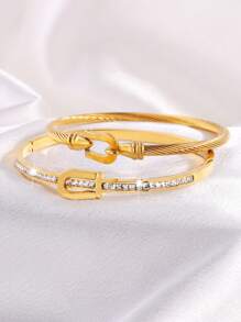 2 Stück Stilvolle Leichte Luxus-armreif-kombination Aus Neutralem Edelstahl Mit Außenhaken Und Hufeisen-design, Geeignet Zum Senden Von Müttern