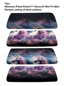 1pc Dreamlike Horse Pattern Printed Flannel Fitted Sheet, Bedding (Pillowcase Not Included)