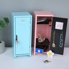 Mini Locker With Lock & Keys, Metal Small Locker Cabinet For Desktop Lockbox, Doll Clothes Storage Compartment Organizer, Money Safe And Cash Lock Box - Multicolor - View 2