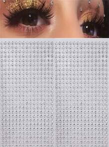 1 件 Y2K 风格银色水钻眼部和面部珠宝贴纸，适用于音乐节、派对和狂欢节 - 圣诞节闪亮水钻面部珠宝贴纸 - 銀色 - 查看 6