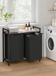 VASAGLE Wäschekorb, 2 Wäschesäcke aus Oxford-Gewebe, abnehmbar - Schwarz - Übersicht 3