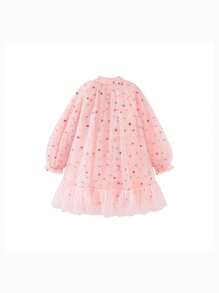 mini bala Young Girl Dress New Year Chinese Style Red Princess Dress - Pink - View 5