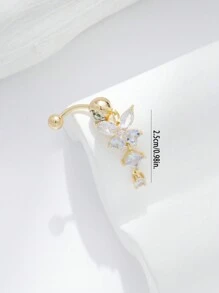 1pc Women Copper Navel Ring With Cubic Zirconia Rose Gold Butterfly Design, Sexy Sweet Belly Button Piercing Jewelry For Women