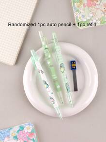 Lápiz automático de dinosaurio de durazno con caricaturas, lápiz de actividad de alta calidad, creativo y lindo para estudiantes. - Verde - Ver 1