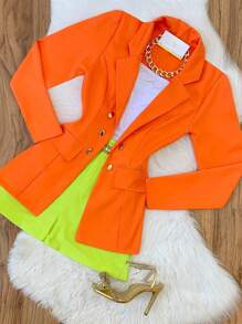 Women Blazers - Orange - View 2