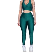 Kit 5 Women's 3D Legging Pants Gym Walking Butt Lift Black/Purple/Green/Blue/Pink - 彩色 - 查看 4